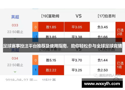 足球赛事投注平台推荐及使用指南，助你轻松参与全球足球竞猜